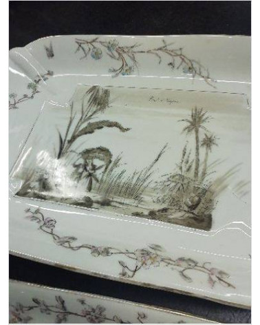 LOT DE 3 PLATS ANCIEN PEINT ACCIDENTE
