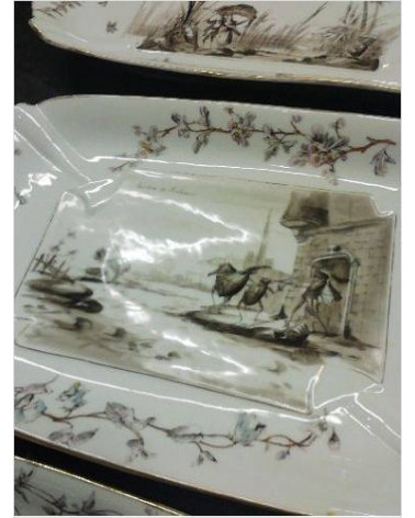 LOT DE 3 PLATS ANCIEN PEINT ACCIDENTE
