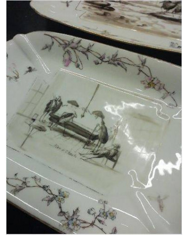 LOT DE 3 PLATS ANCIEN PEINT ACCIDENTE