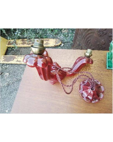 LUSTRE FAÏENCE ROUGE 