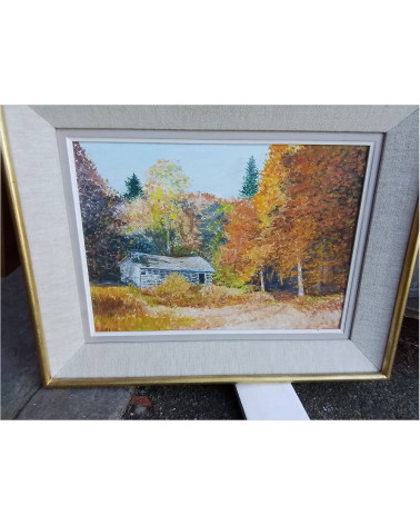 PEINTURE MAISON EN FORET 