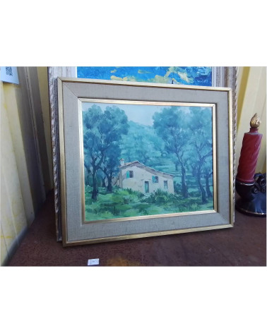 PEINTURE MAISON EN FORET 
