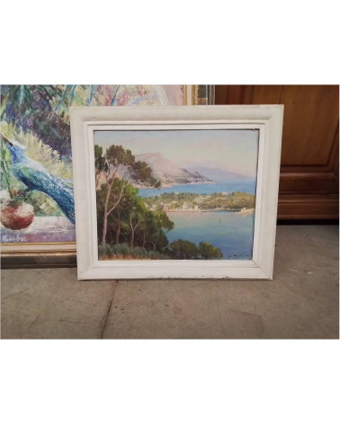 PEINTURE BORD DE MER SIGNE A BLANC 
