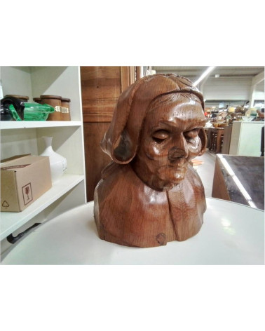 BUSTE ANCIEN VIELLE DAME CHENE