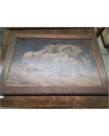 PEINTURE ANCIENNE MOUTONS