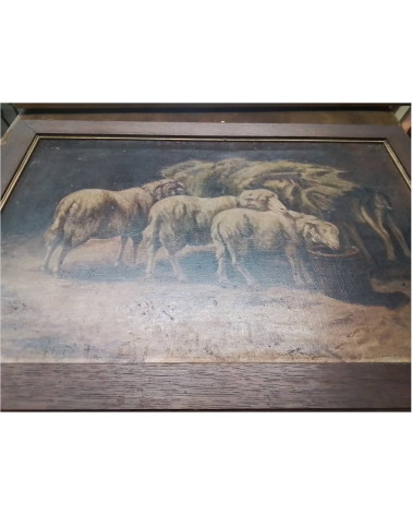 PEINTURE ANCIENNE MOUTONS