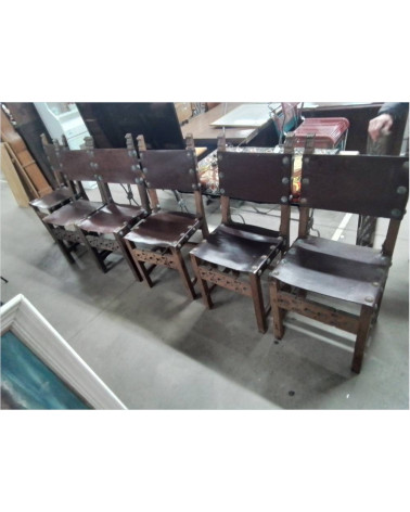 LOT DE 6 CHAISES ASSISE ET DOSSIER CUIR 