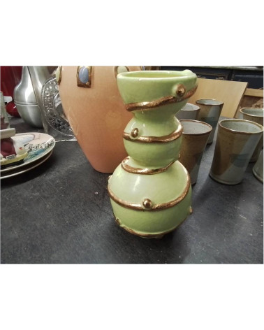 VASE LONGWY VERT ET DORE 