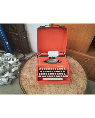 MACHINE A ÉCRIRE VINTAGE REMINGTON RIVIERA PLASTIQUE ORANGE ACCIDENT 