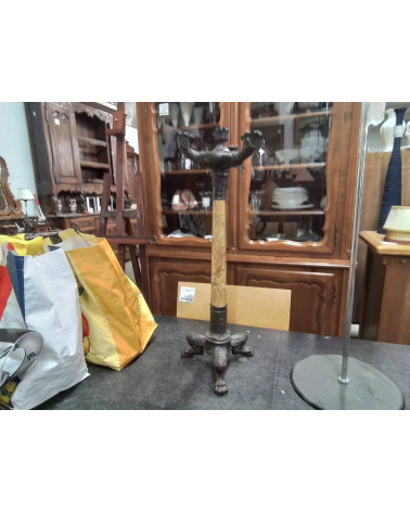 CANDELABRE ANCIEN 3 FEUX BRONZE ET MARBRE NAPOLEON III