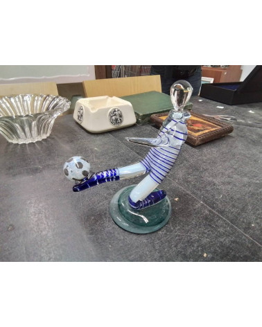 STATUE FOOTBALLEUR VERRE 