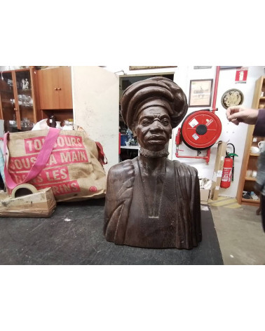 BUSTE AFRICAIN BOIS SCULPTE