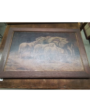 PEINTURE ANCIENNE MOUTONS