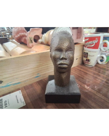 STATUE TETE D’AFRICAINE BRONZE