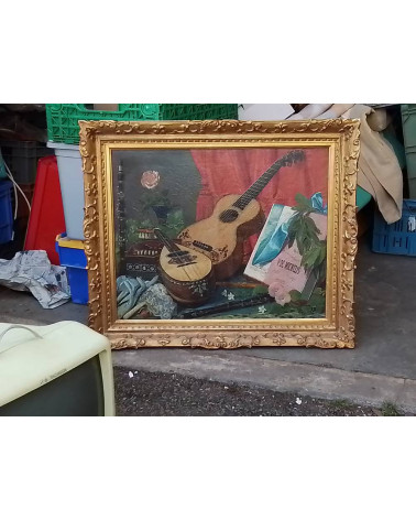 PEINTURE ANCIENNE GUITARE ET MANDOLINE