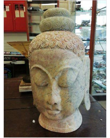 TÊTE BOUDHA PIERRE DE SAVON SCULPTÉ 