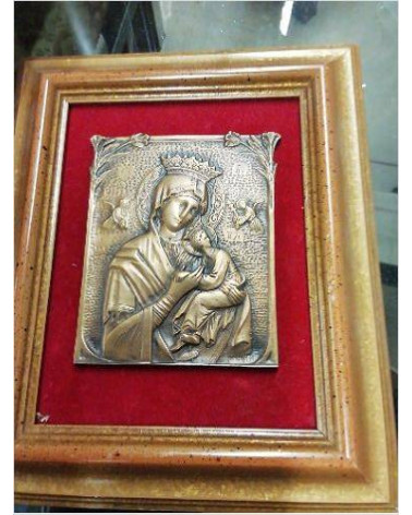 CADRE PLAQUE BRONZE VIERGE À L\'ENFANT 