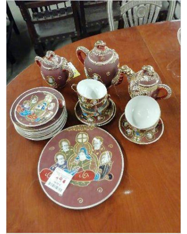 SERVICE À THÉ ASIATIQUE + PLAT + ASSIETTES 