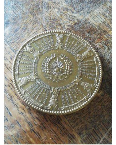 MÉDAILLON CALENDRIER BRONZE FOUET ET DISCUTTI 1965
