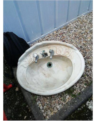 LAVABO + PIED FAÏENCE ANCIENNE 