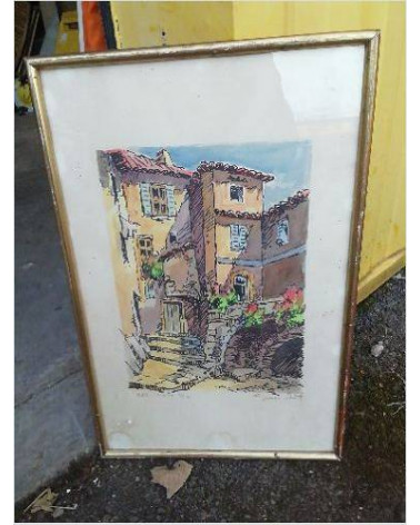 LITHOGRAPHIE VIEIL RUE EZE GEORGES PASTEL