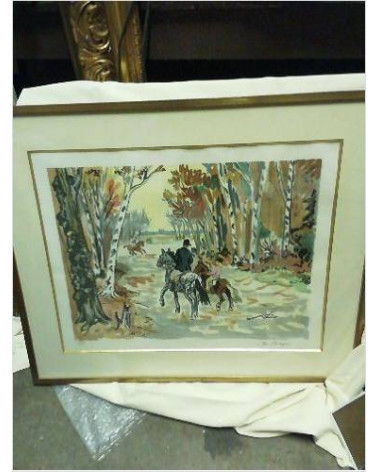LITHOGRAPHIE YVES BRAYER CAVALIERS 